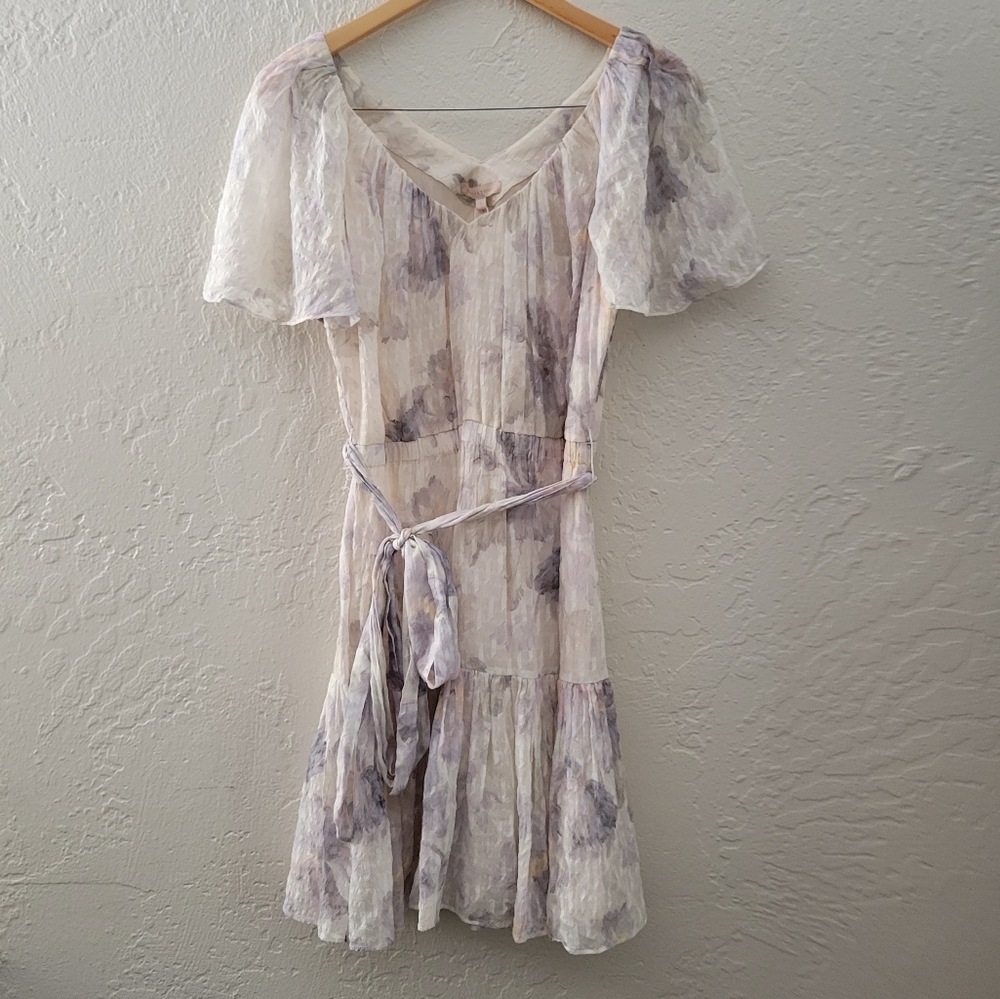 Rebecca Taylor Shadow V Neck Silk Dress Small NWT